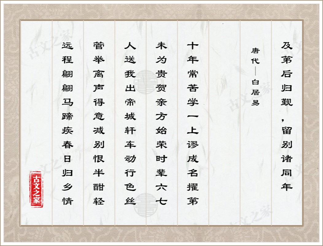 及第后归觐,留别诸同年图片