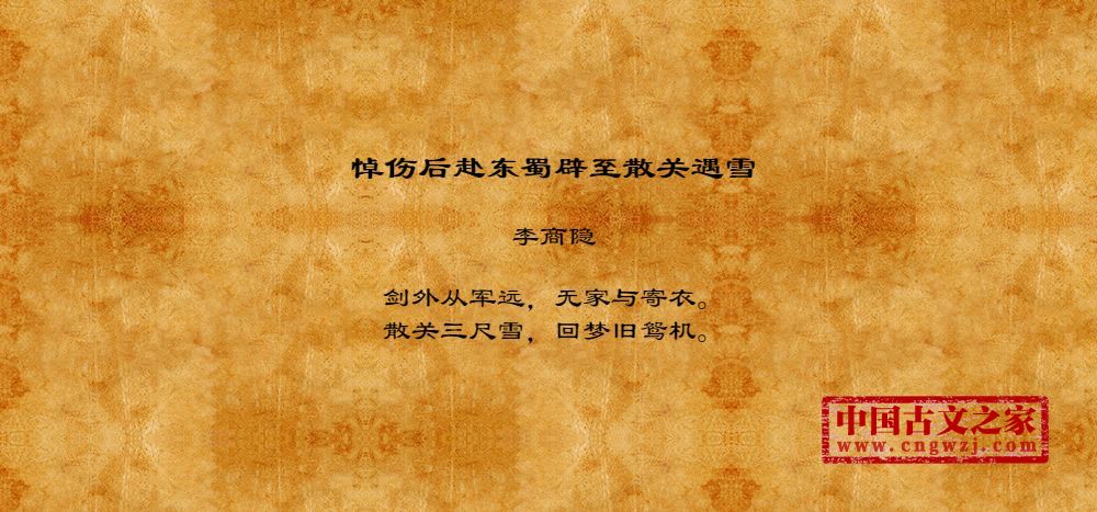 悼伤后赴东蜀辟至散关遇雪
