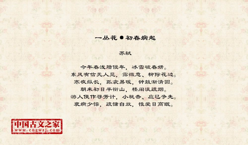一丛花·初春病起