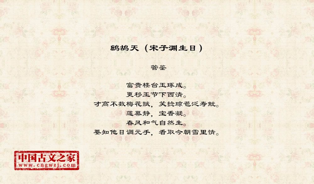 鹧鸪天（宋子渊生日）