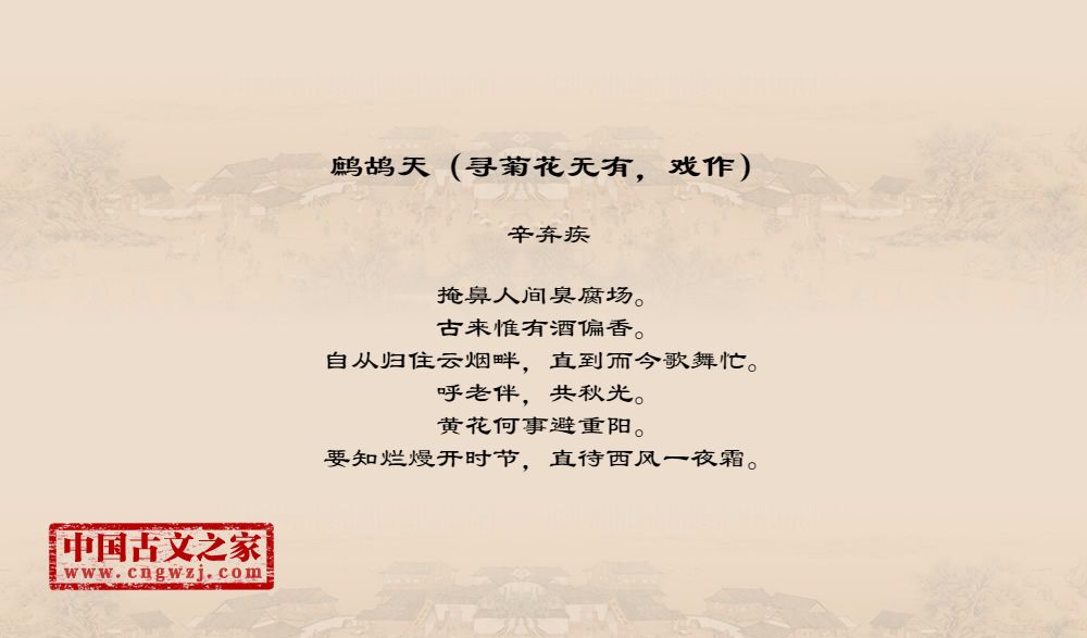 鹧鸪天（寻菊花无有，戏作）