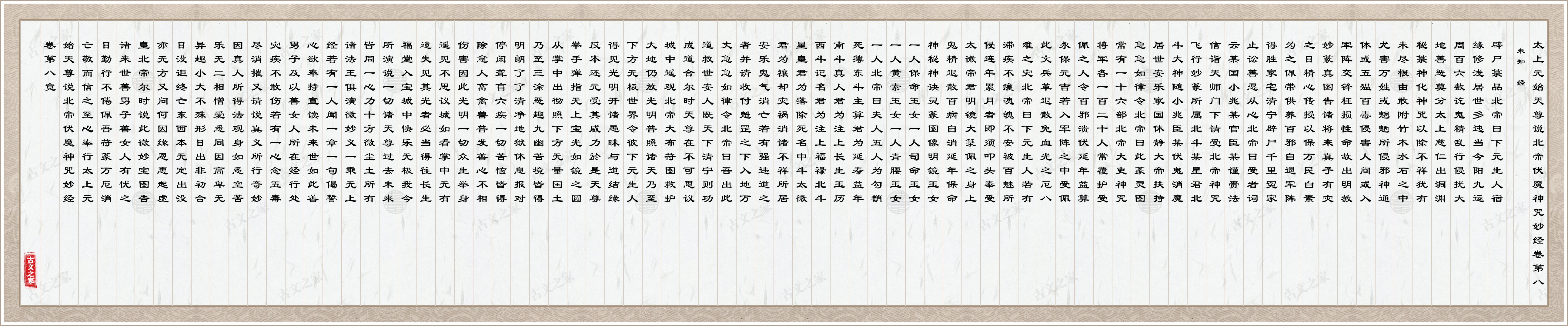 太上元始天尊说北帝伏魔神咒妙经卷第八图片