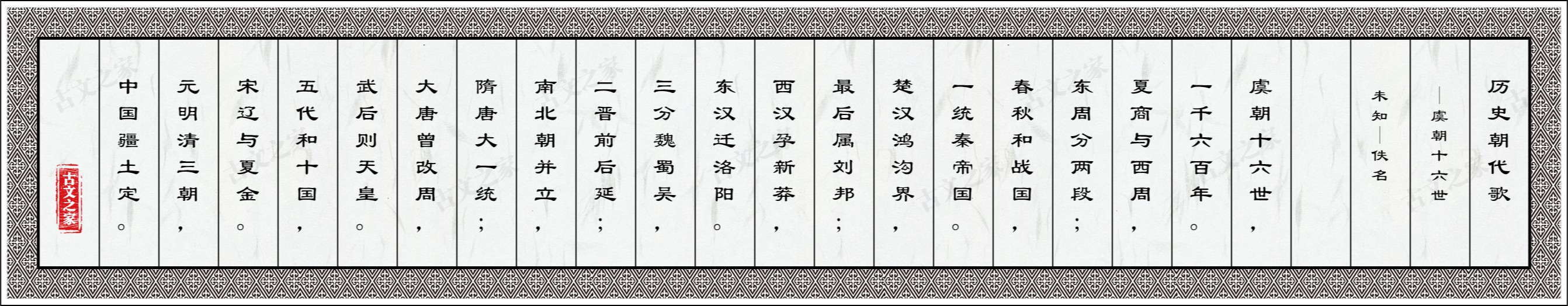 历史朝代歌·虞朝十六世