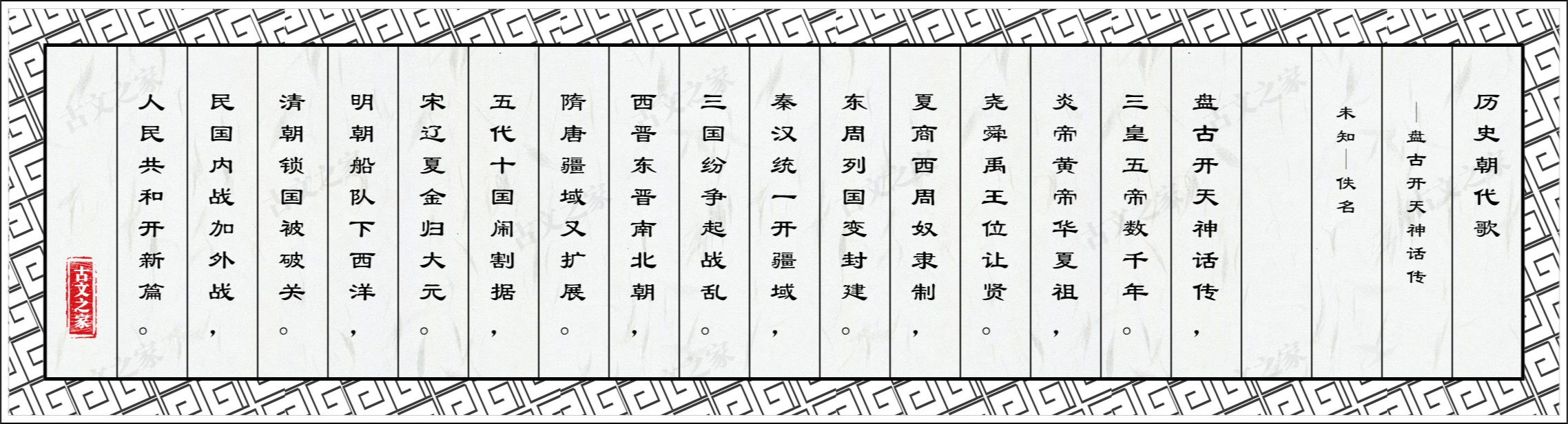 历史朝代歌·盘古开天神话传